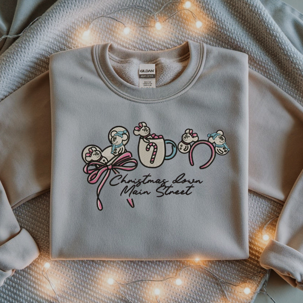Christmas Down Main Street Embroidered Crewneck