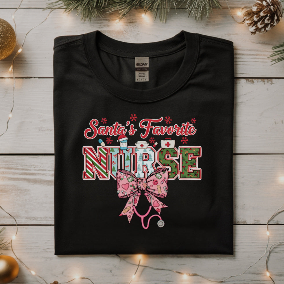 Santa's Favorite Nurse Crewneck | Festive Holiday Nurse Sweater