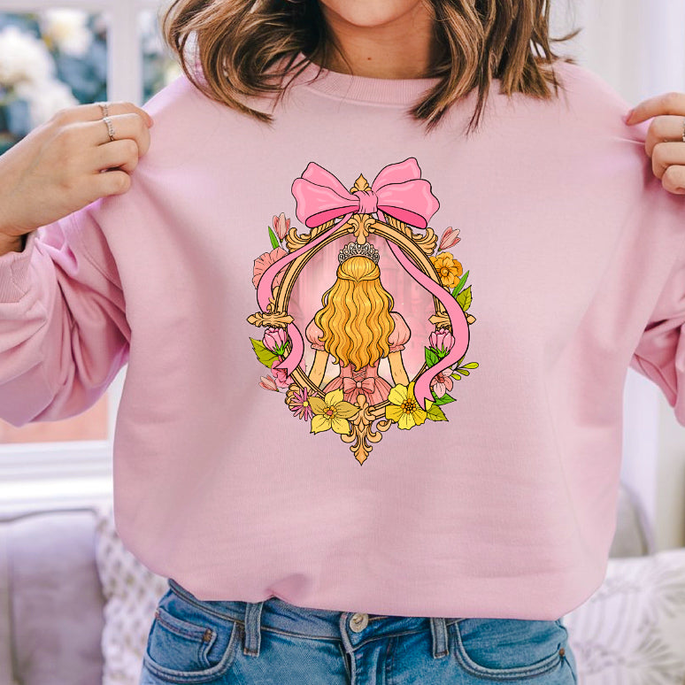 Glinda Inspired Floral Portrait Crewneck | Pretty Pink Good With Aesthetic