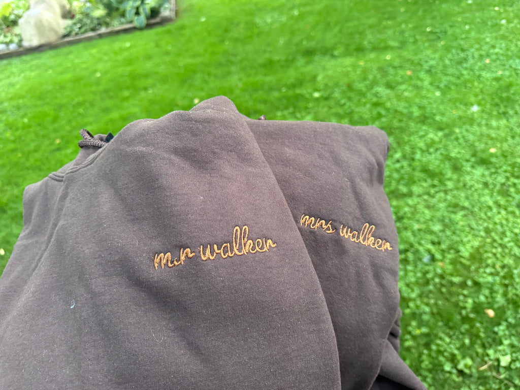 Cusotm Embroidered Mr & Mrs Matching Hoodies