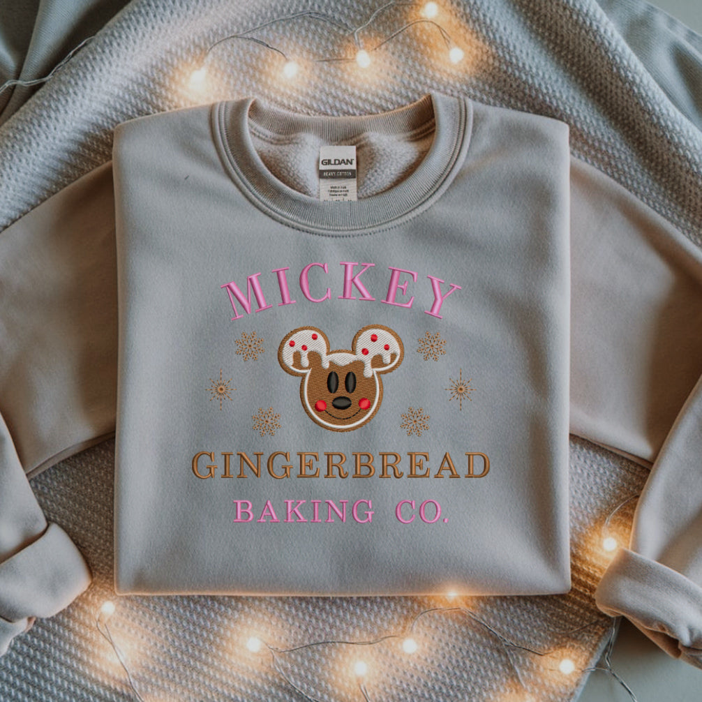 Mickey Gingerbread Baking Co. Embroidered Christmas Sweatshirt