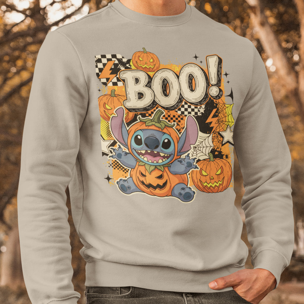 BOO! Pumpkin Stitch Crewneck - Halloween Sweatshirt