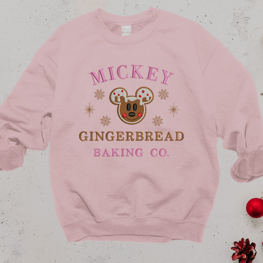 Mickey Gingerbread Baking Co. Embroidered Christmas Sweatshirt