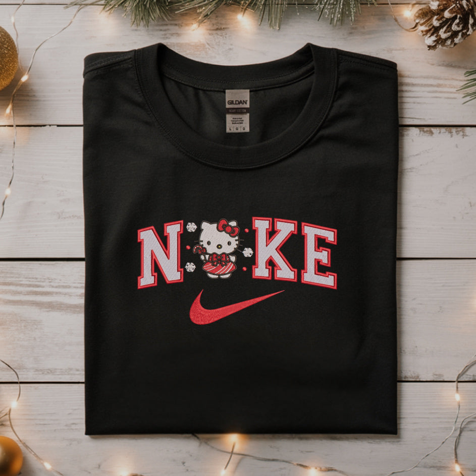Hello Kitty Candy Cane Nike Embroidered Sweatshirt