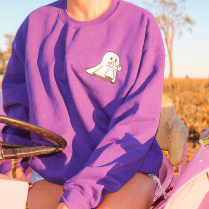 Cheeky Ghost Embroidered Crewneck