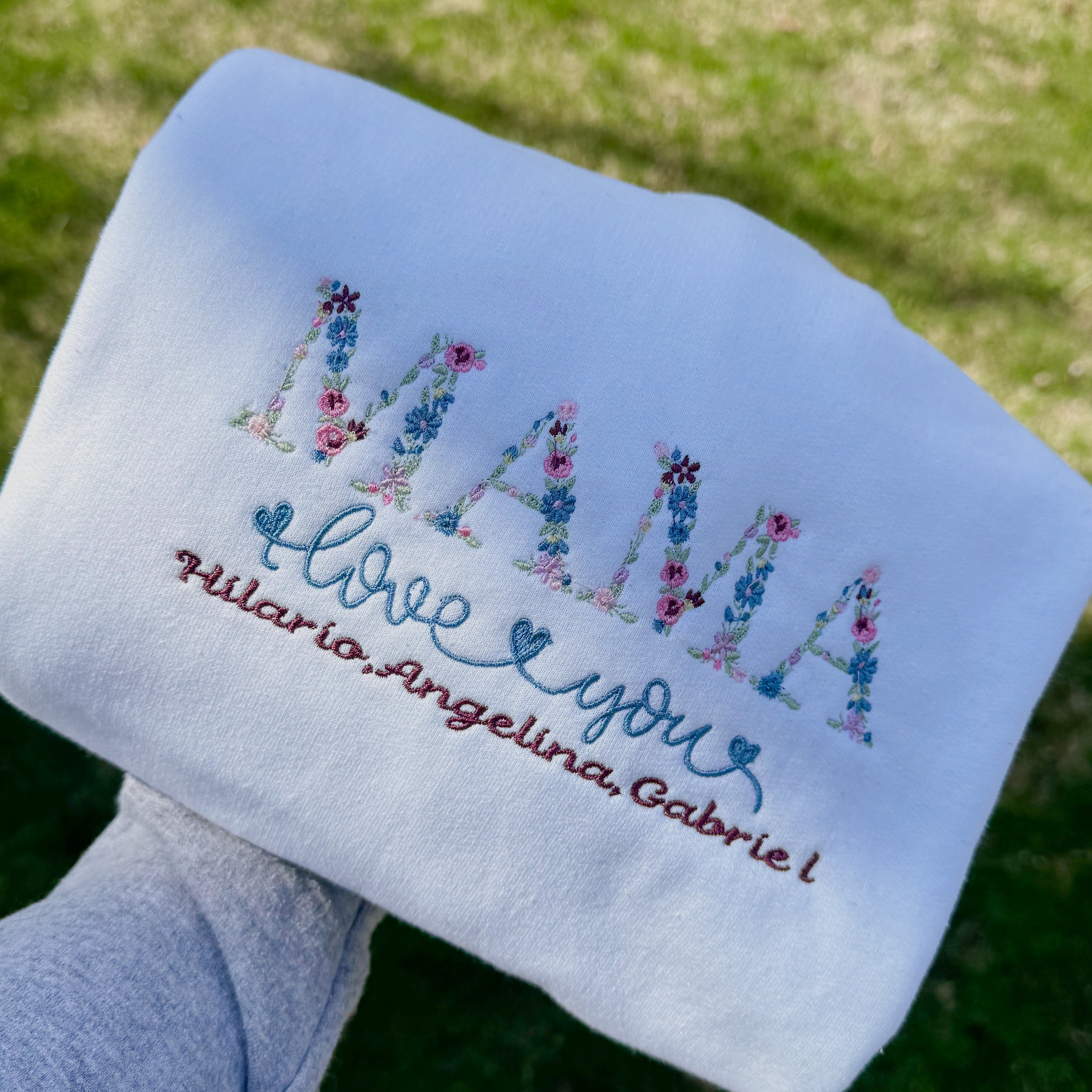 Custom Floral Embroidered Mama Crewneck