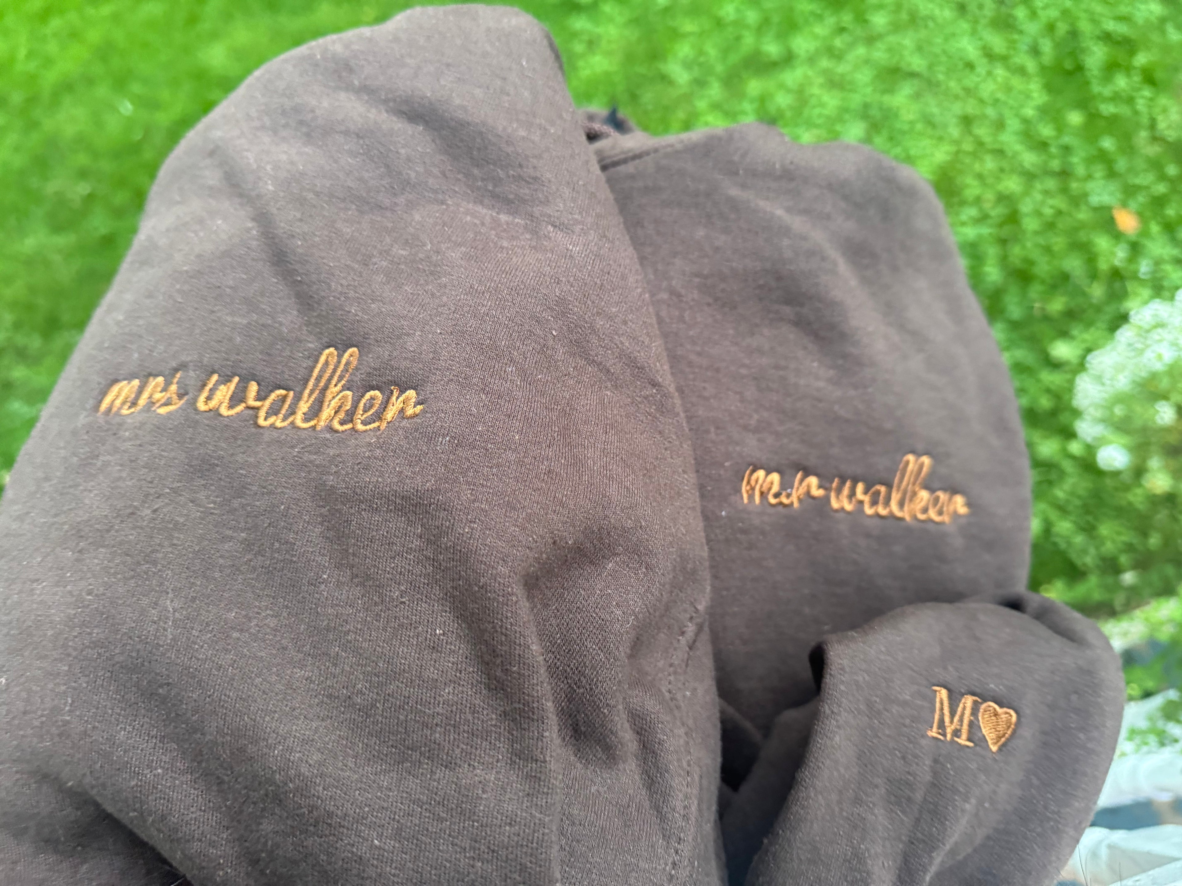 Cusotm Embroidered Mr & Mrs Matching Hoodies