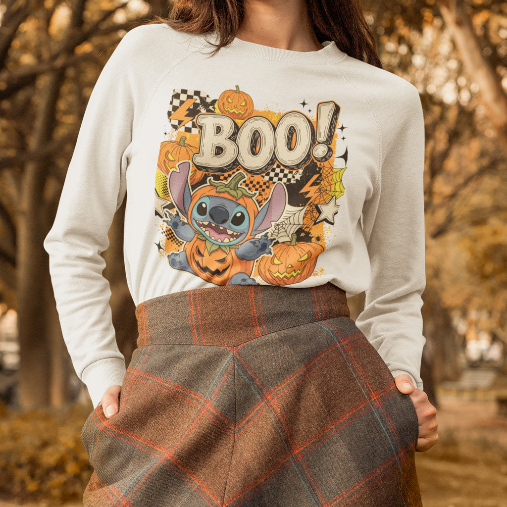 BOO! Pumpkin Stitch Crewneck - Halloween Sweatshirt
