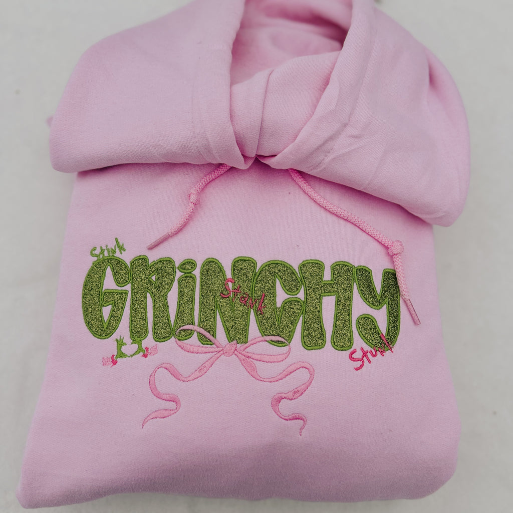 Grinchy Glitter Applique Hoodie