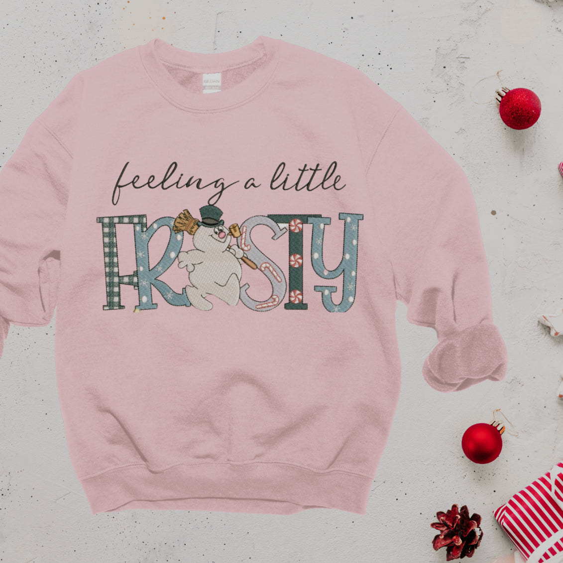 Feeling a Little Frosty Christmas Embroidered Sweatshirt