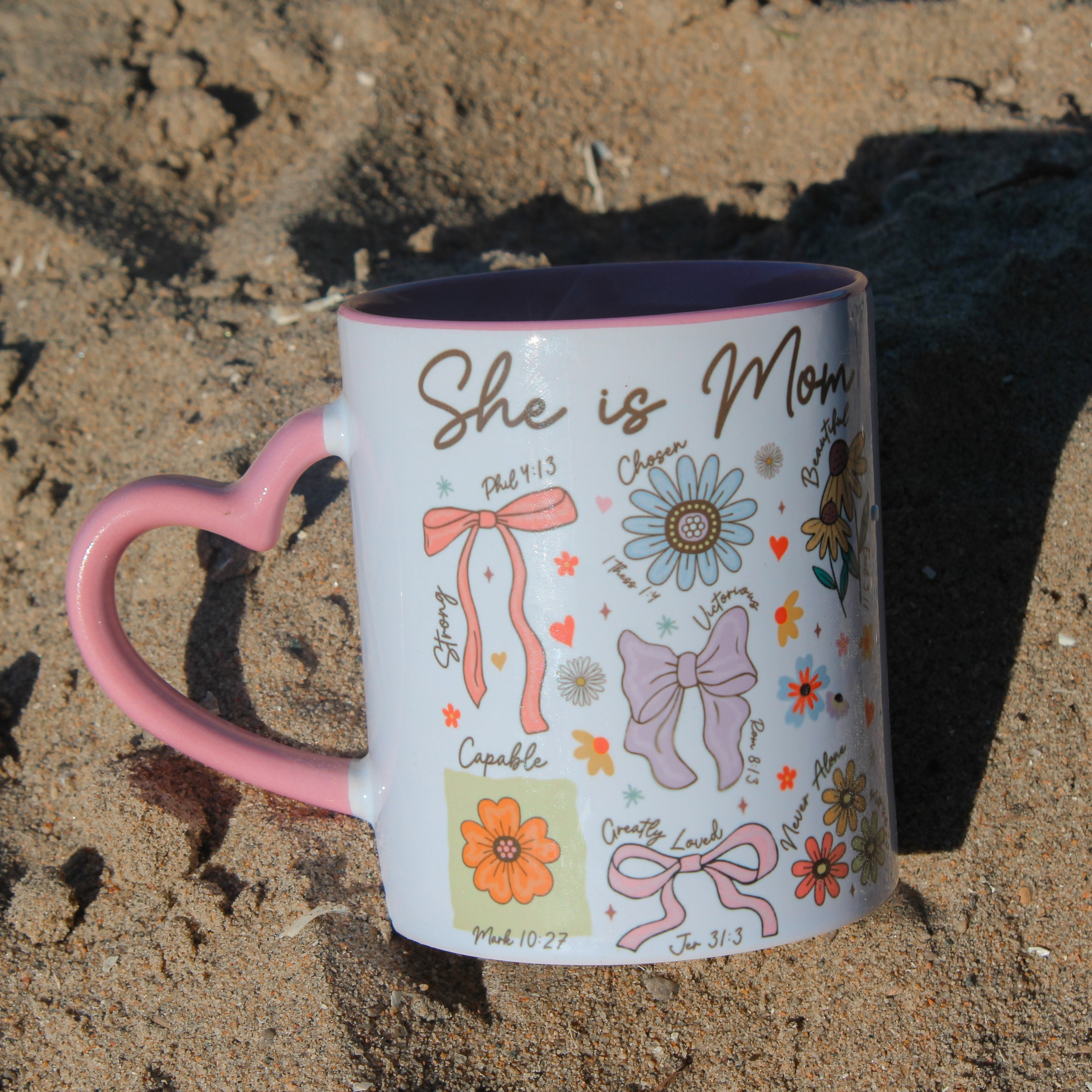 She is Mom - Floral Heart Mug