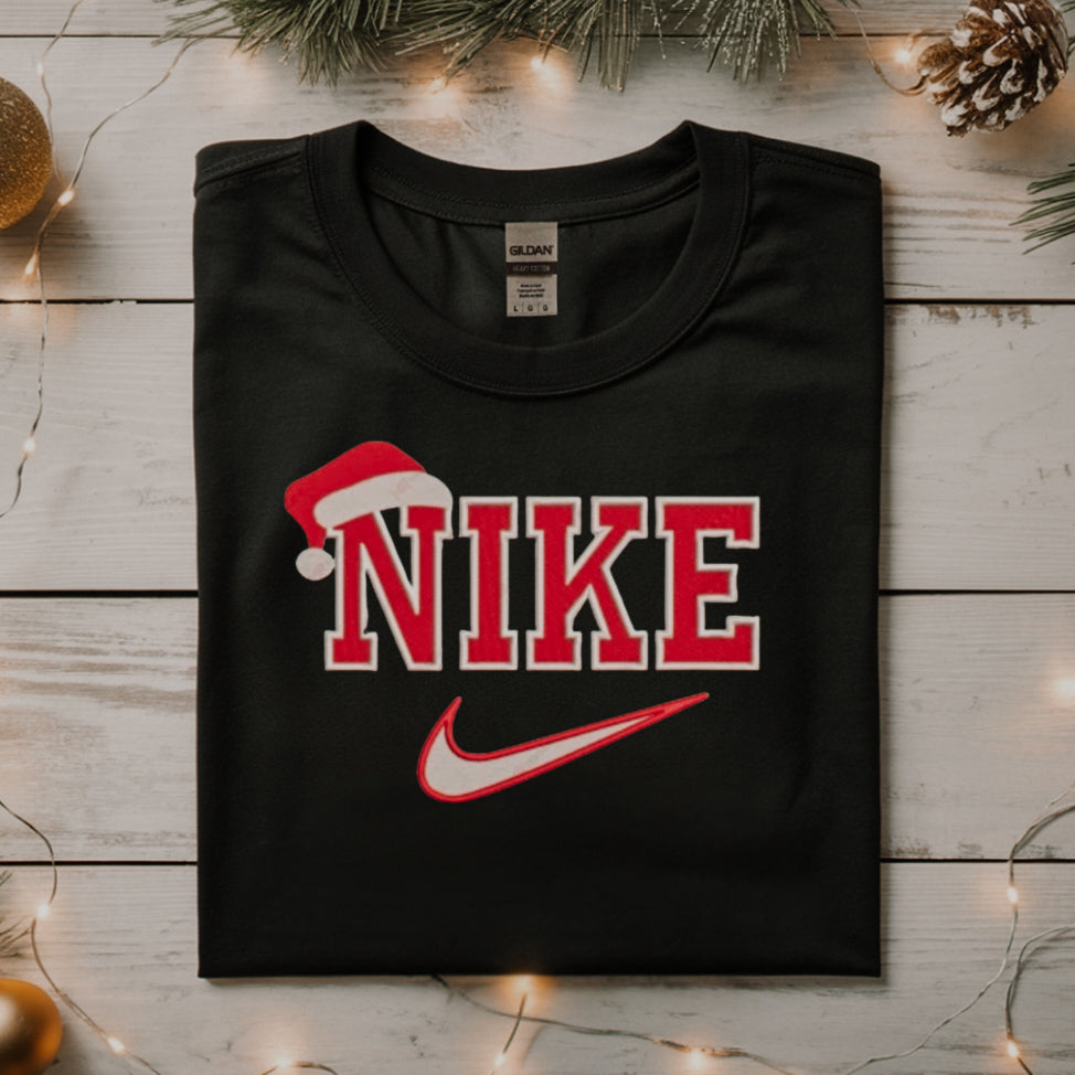 Festive NIKE Inspired Embroidered Christmas Crewneck
