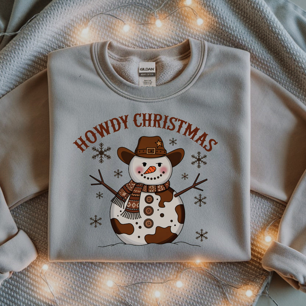 Howdy Christmas Crewneck - Western Snowman Sweater